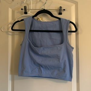 Blue square neck top